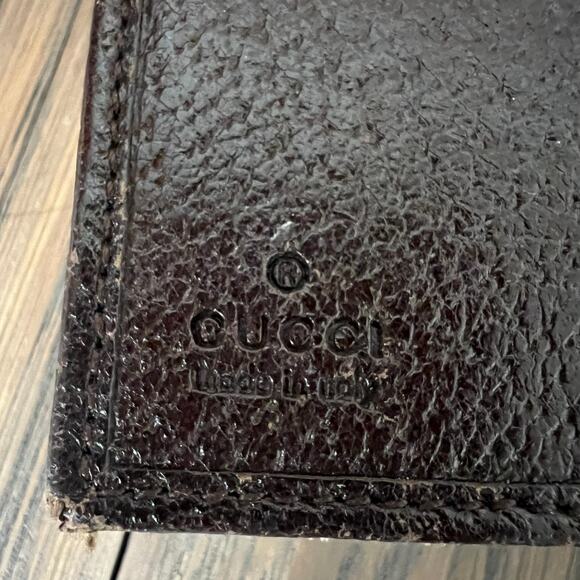 Gucci Eclipse GG Signature Logo Print Canvas & Leather Trifold Wallet Brown - Picture 9 of 16